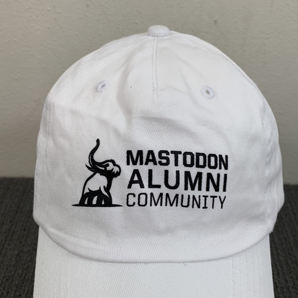 Mastodon Alumni Community Baseball Hat Unisex OSFA White Strapback Hit Wear - Picture 3 of 13